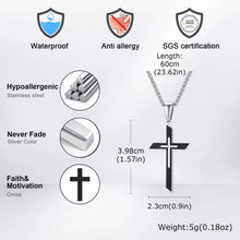 Load image into Gallery viewer, Minimalist Stainless Steel Cross Pendant Necklace for Men and Teens – Classic Religious Charm with Durable Box Chain – Timeless Spiritual Jewelry Gift