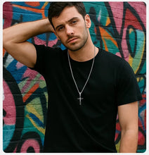 Load image into Gallery viewer, Minimalist Stainless Steel Cross Pendant Necklace for Men and Teens – Classic Religious Charm with Durable Box Chain – Timeless Spiritual Jewelry Gift