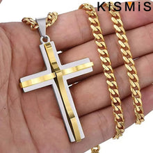 Load image into Gallery viewer, Classic Stainless Steel Cross Pendant Necklace – Minimalist Religious Charm for Men &amp; Women – High-Quality Christian Devotion Jewelry Gift
