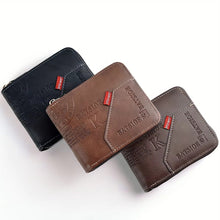 Load image into Gallery viewer, Men's Wallet Made of PU Wax Oil Skin Purse for Men Coin Purse Short Male Card Holder Wallets Zipper Around Money Coin Purse
