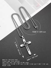 Load image into Gallery viewer, Men’s Urban Hollow Cross Pendant – Hip Hop Style Stainless Steel Necklace – Minimalist Geometric Religious Jewelry – Edgy Masculine Streetwear Accessory
