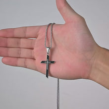 Load and play video in Gallery viewer, Minimalist Stainless Steel Cross Pendant Necklace for Men and Teens – Classic Religious Charm with Durable Box Chain – Timeless Spiritual Jewelry Gift
